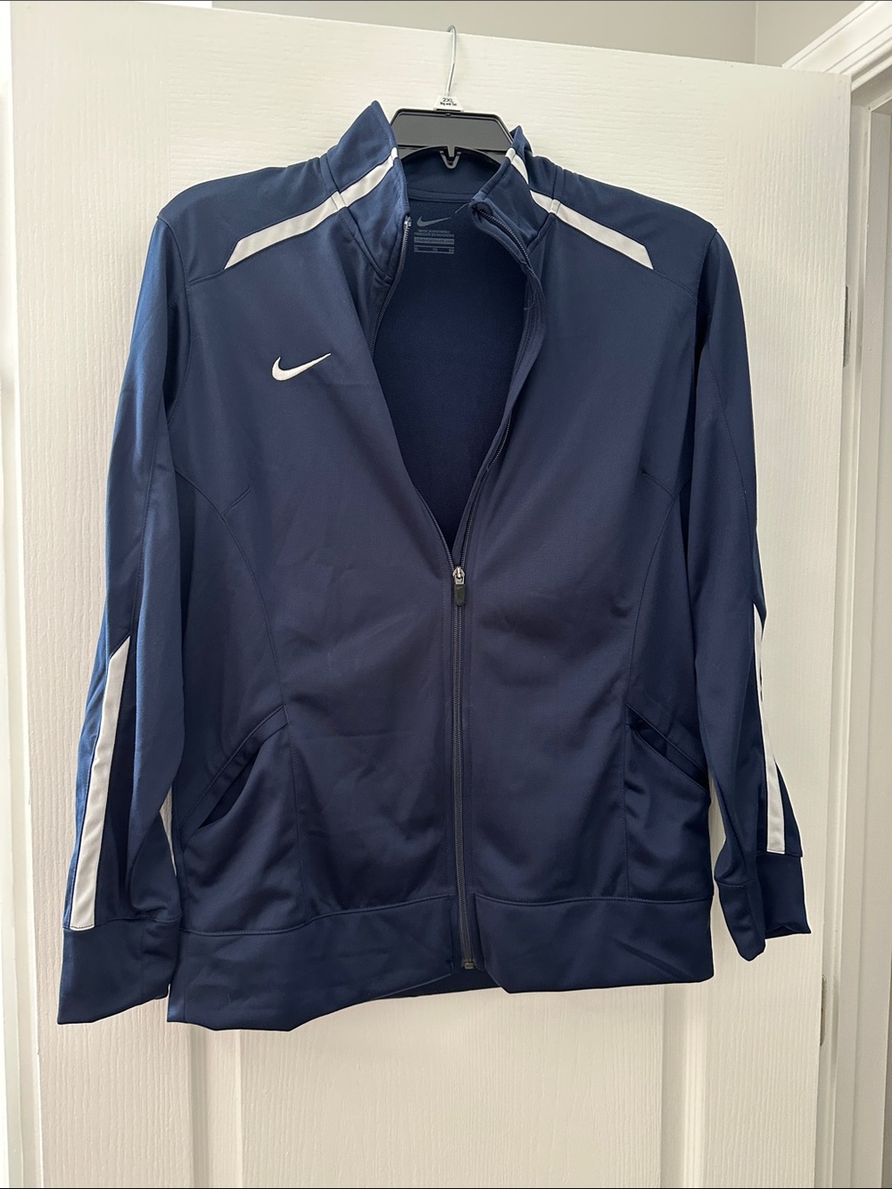 Nike Navy and White Full-Zip Bomber Training Jacket